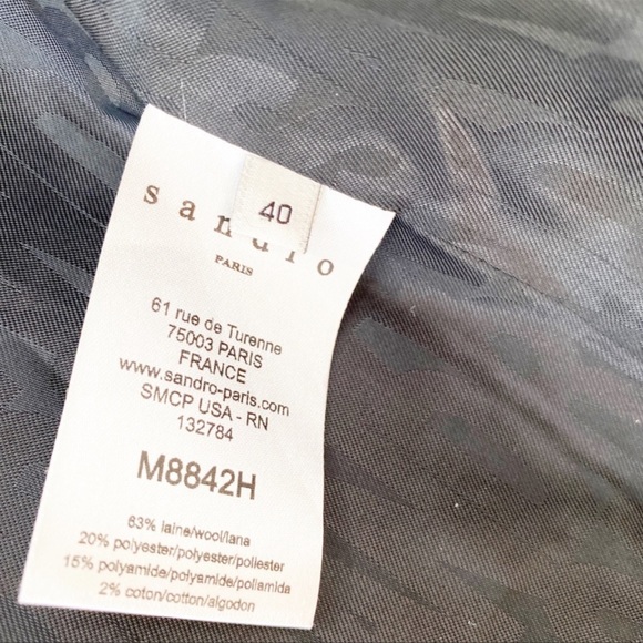 SANDRO Paris plaid wool coat with leather arms - Picture 5 of 15